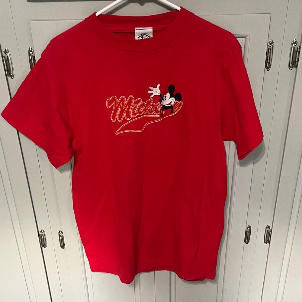 Vintage Disney Red Mickey embroidered T-Shirt, made in USA, medium